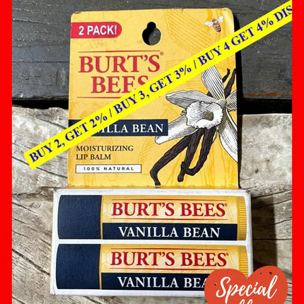 Vanilla Bean Moisturizing Lip Balm Twin Pack By Burts Bees For Unisex - 2 X 0.15 Oz