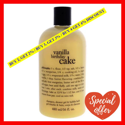 Vanilla Birthday Cake By Philosophy For Unisex - 16 Oz Shampoo Shower Gel And Bubble Bath