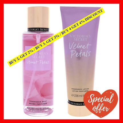 Velvet Petals By Victorias Secret For Women - 2 Pc Kit 8.4 Oz Fragrance Mist 8 Body Lotion