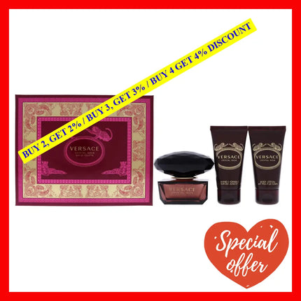 Versace Crystal Noir By For Women - 3 Pc Gift Set 1.7Oz Edt Spray Body Lotion Bath And Shower Gel