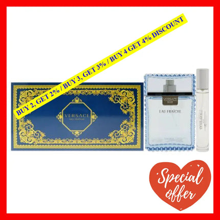 Versace Man Eau Fraiche By For Men - 3 Pc Gift Set 3.4Oz Edt Spray 10Ml (Mini) Pouch