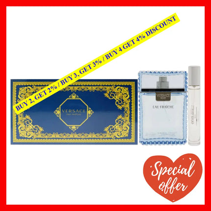 Versace Man Eau Fraiche By For Men - 3 Pc Gift Set 3.4Oz Edt Spray 10Ml (Mini) Trousse