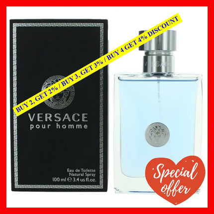 Versace Pour Homme By 3.4 Oz Eau De Toilette Spray For Men