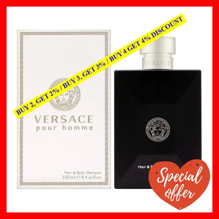 Versace Signature Pour Homme Hair And Body Shampoo 8.4 Ounces