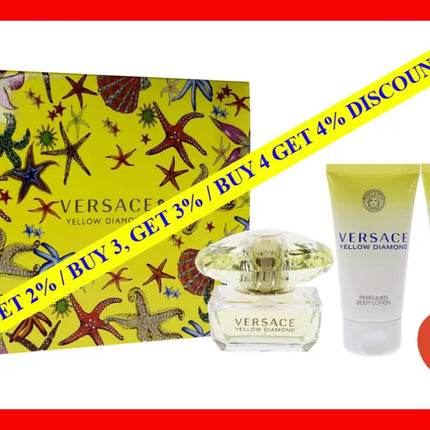 Versace Yellow Diamond By For Women - 3 Pc Gift Set 1.7Oz Edt Spray Perfumed Shower Gel Body Lotion