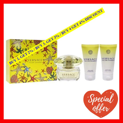 Versace Yellow Diamond By For Women - 3 Pc Gift Set 1.7Oz Edt Spray Perfumed Shower Gel Body Lotion