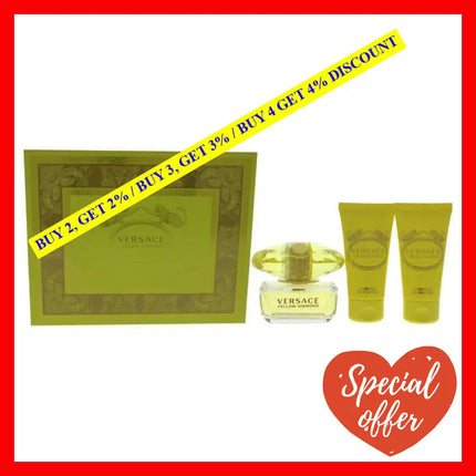 Versace Yellow Diamond By For Women - 3 Pc Gift Set 1.7Oz Edt Spray Shower Gel Body Lotion