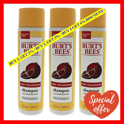 Very Volumizing Pomegranate By Burts Bees For Unisex - 10 Oz Shampoo Pack Of 3