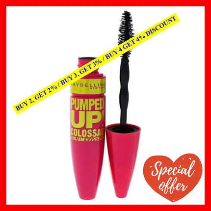 Volum Express Pumped Up Colossal Washable Mascara - Glam Black By Maybelline For Women 0.33