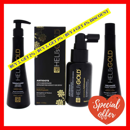 Volume Series Intro Kit By Helis Gold For Unisex - 3 Pc 8.4Oz Weightless Conditioner 1.7Oz Antidote