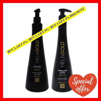 Volume Series Kit By Helis Gold For Unisex - 2 Pc 33.8Oz Volumize Shampoo 16.9Oz Weightless