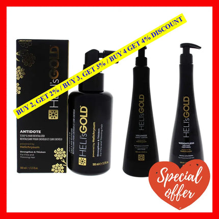 Volume Series Kit By Helis Gold For Unisex - 3 Pc 3.3Oz Antidote Scalp And Hair Revitalizer