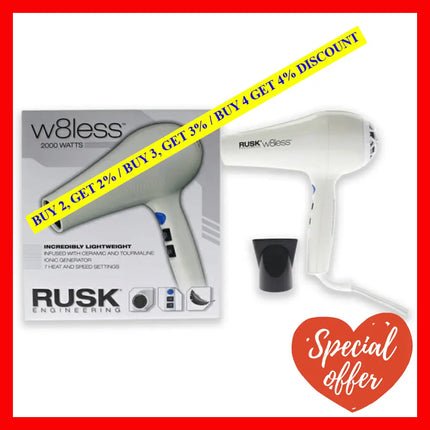 W8Less 2000 Watts Ceramic And Tourmaline Dryer - Irew8Lsbd White By Rusk For Unisex 1 Pc Hair