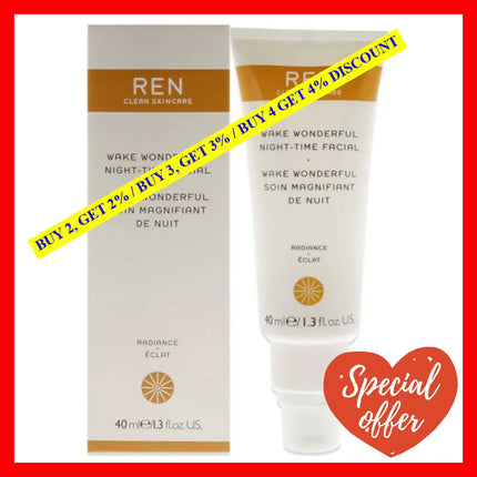 Wake Wonderful Night-Time Facial By Ren For Unisex - 1.3 Oz Treatment