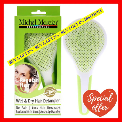 Wet And Dry Hair Detangler Regular - Green-White By Michel Mercier For Women 1 Pc Brush