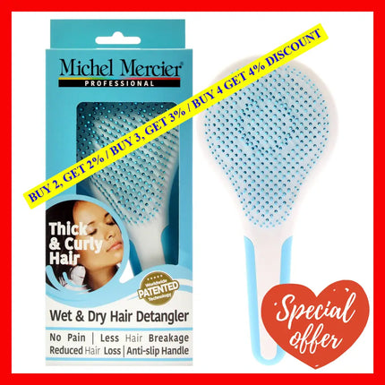 Wet And Dry Hair Detangler Thick Curly - Blue-White By Michel Mercier For Women 1 Pc Brush