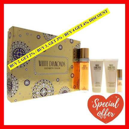 White Diamonds By Elizabeth Taylor For Women - 4 Pc Gift Set 3.3Oz Edt Spray Gentle Moisturizing