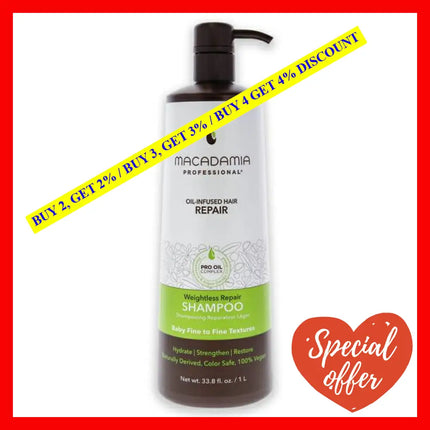 Wightless Repair Shampoo By Macadamia Oil For Unisex - 33.8 Oz