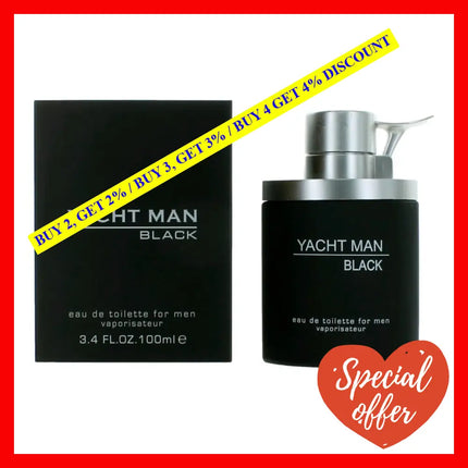 Yacht Man Black By Myrurgia 3.4 Oz Eau De Toilette Spray For Men