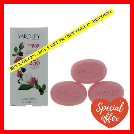 Yardley English Rose By Of London 3 X 3.5 Oz Luxury Soap For Women