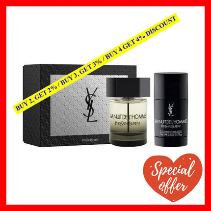 Yves Saint Laurent La Nuit De L Homme 2 Pcs Set: 3.4 Edt + 2.7 Deodorant